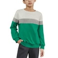 thumbnail image 2 of snilers Boys Long Sleeve Shirts Casual Loose Lightweight Crewneck Sweatshirt Fall Winter Clothing Striped Color Block Going Out Tops Size 11 Years, 2 of 5