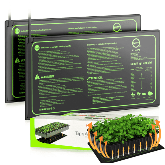 AVOXEZOR 2 Pack Seedling Heat Mat 10" x 20" MET Standard, Durable Waterproof Warm Hydroponic Heating Pad for Home Gardening Seed Start Climbing pet