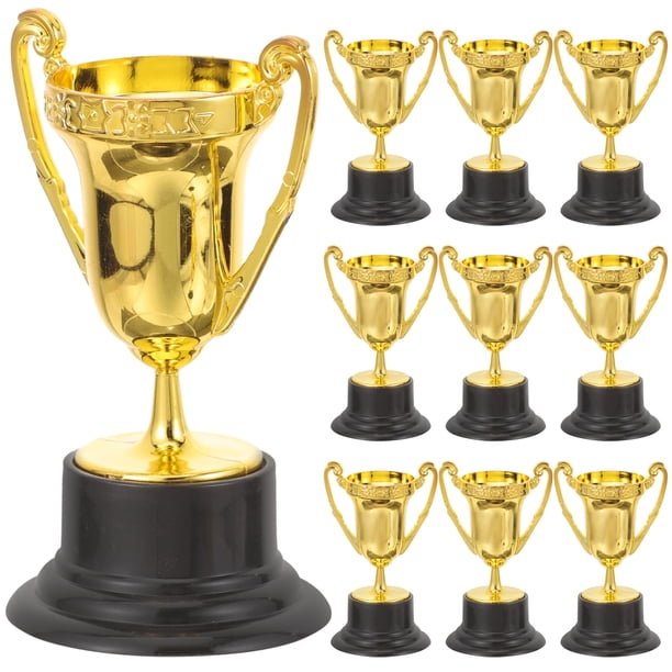 FELTECHELECTR Trofeo de 10 piezas con base negra para juegos de competición, premio, trofeo decorativo, trofeo de plástico.