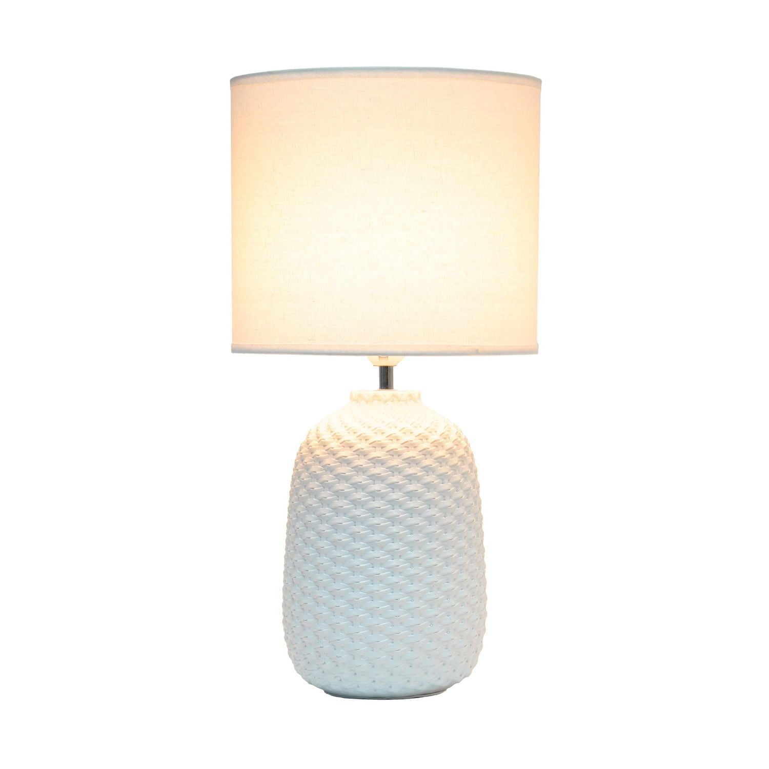 Simple Designs 20,4 "de haut Lampe de bureau de table de chevet traditionnelle en céramique à texture épurée avec abat-jour en tissu pour la décoration intérieure, chambre à coucher, salon, entrée, bu