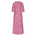 thumbnail image 6 of Taqqpue Women's Plus Size 3/4 Sleeve V Neck Maxi Dress Casual Floral Bohemian Tiered Flowy Pleated A-Line Summer Long Dress Fall Holiday Boho Midi Dress Cocktail Wedding Guest Dresses for Women S-5XL, 6 of 8