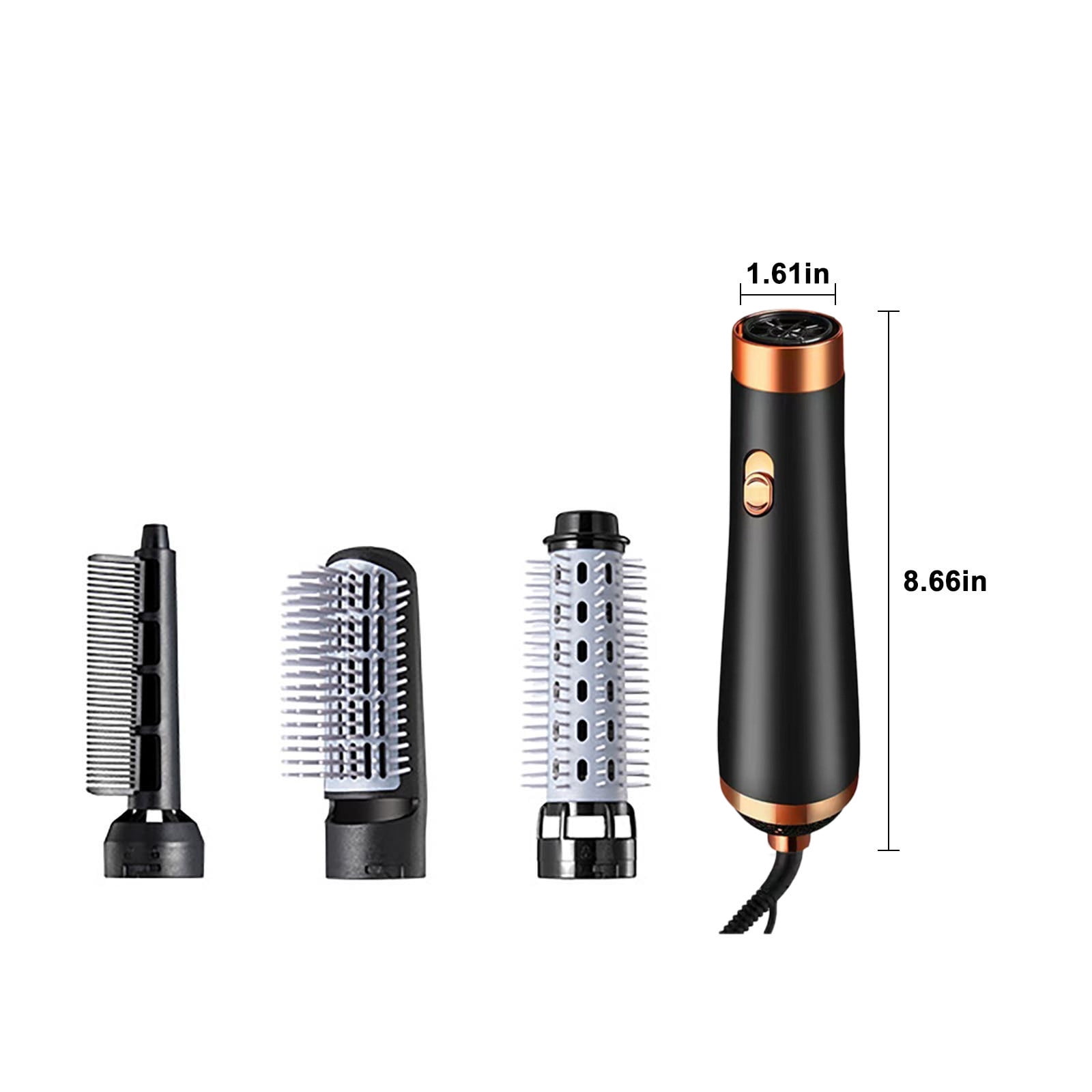 Blueek 3-in-1 Hot Aired Curling Combo, for Styling And Frizz Control, Negative Ionic Blow Hair Dryer Brush Volumizer, 3 Detachable Auto-Rotating Curling Brush (Black)(1#)