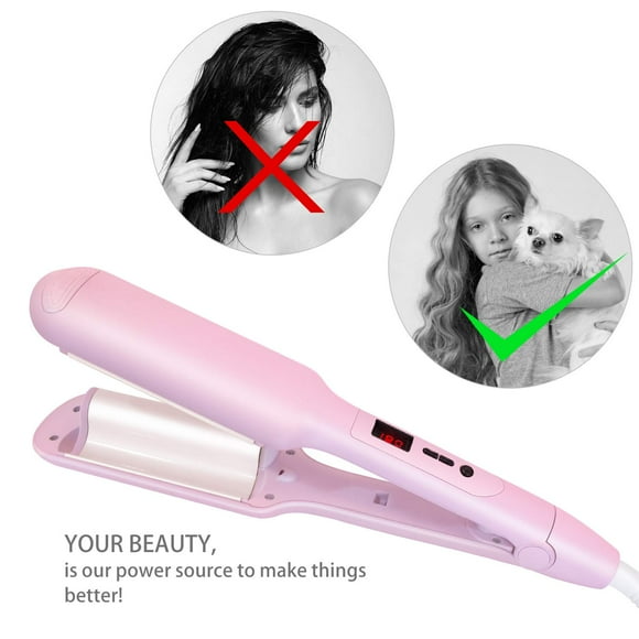 Beach Waves Curling Iron, 1 inch 25mm Hair Crimpers and Wavers, Protable Deep Hair Waver with Adjustable LCD Temperature Dual Voltage for Hair & Long Hair