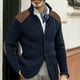 thumbnail image 2 of Suéter de otoño e invierno, cárdigan de solapa delgada, abrigo de punto de manga larga, suéter de hombre de talla grande europeo y americano, 2 of 6