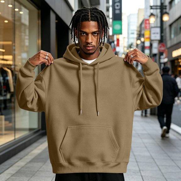 Hoodies for Mens Casual Fleece Hooded Sweatshirts Basic Solid Spring Fall Outfits Long Sleeve Pullover Sport Hoodie with Kangaroo Pocket
