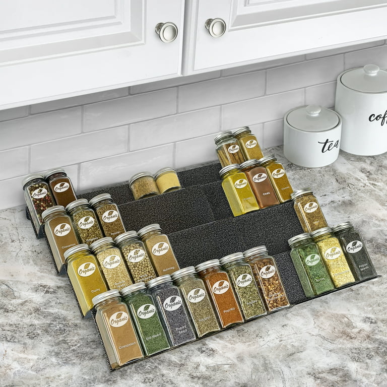 Spice Drawer Organizer, 6 Pcs Clear Acrylic In Drawer Seasoning Jars Rack,  Expandable From 8 to 16 Kitchen Cabinets/Countertop Drawer Spice Rack