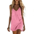 thumbnail image 4 of Women's Summer Linen Dresses Cotton Linen V Neck Sleeveless Spaghetti Strap Beach Dress Women Loose Breathable Lightweight Cami Sundress, 4 of 7