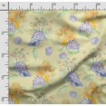 thumbnail image 2 of Soimoi Sea Shell Print, Silk Fabric, Decor Sewing Fabric by The Yard 42 Inch Wide,Decorative Fabric for Shirts Suits Ties, Light Yellow, 2 of 5