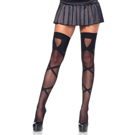 Leg Avenue Criss Cross Sheer Thigh Highs
