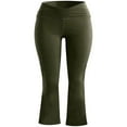 thumbnail image 3 of Women Crossover High Waist Yoga Flare Pants Stretch Tummy Control Sports Workout Leggings, 3 of 5