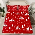 thumbnail image 2 of Manfei Cute Christmas Reindeer Twin Sheet Sets,Merry Xams Twin Fitted Sheet,Red White Flat Sheet For Teens,Luxury Bedroom Decor,3pcs, 2 of 7