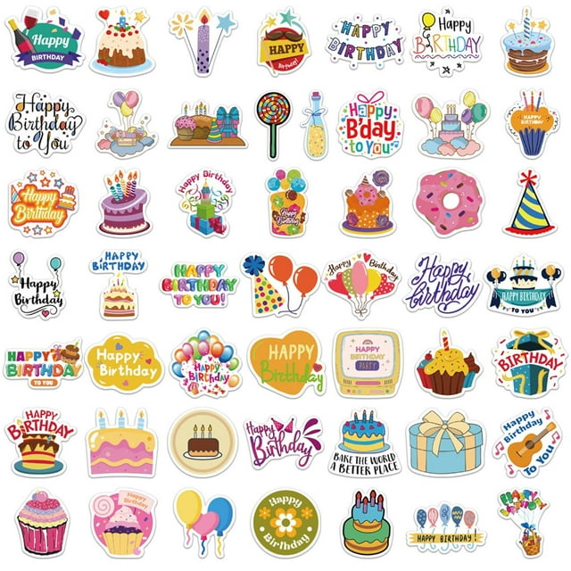 Riforla Birthday Greeting Sticker Decoration Suitcase Motorcycle Notebook Waterproof Sticker Stickers Home Decor Black