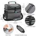 thumbnail image 6 of Tirrinia Insulated Lunch Box for Men Women, Leakproof Thermal Bento Lunch Bag Cooler Tote, Dual Compartment with Shoulder Strap, 10.3" x 7.5" x 8.6", #Charcoal, 6 of 7