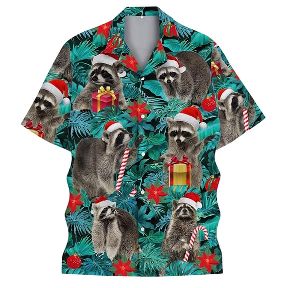 Holiday Hawaiian Shirt for Men Women Christmas Hawaiian Shirts (Dark Green S)