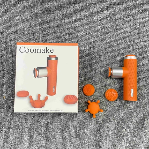 Coomake Electric massage apparatus for household use Electric Handheld Massager with 4 Attachments, 5 Speeds, Orange