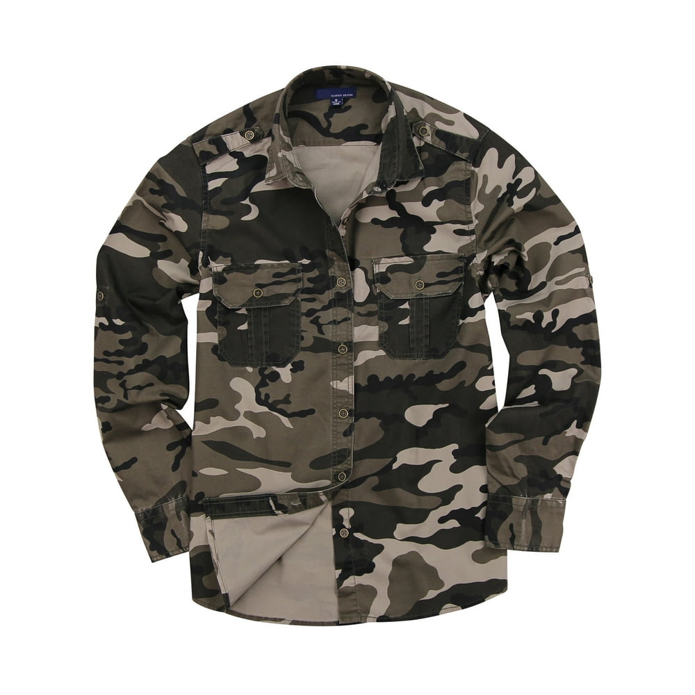 Urban Boundaries - Men's Classic Long Sleeve Camouflage Military Style ...