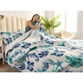 thumbnail image 4 of Smuge 3Pcs Queen/Full Size Seashell Bedding,Soft Lightweight Microfiber Bedding Bedspreads Reversible Coverlet, 1 Quilt & 2 Pillow Shams (Blue), 4 of 11