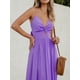 thumbnail image 5 of Vestido largo CUPSHE con cuello en V torcido sin mangas y recorte morado, 5 of 7