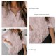 thumbnail image 4 of Camisa de las mujeres Ver A Través de Manga Larga Gira el Collar Abajo Botón de Color Puro Casual Señora Blusa para el Trabajo Diario, 4 of 6