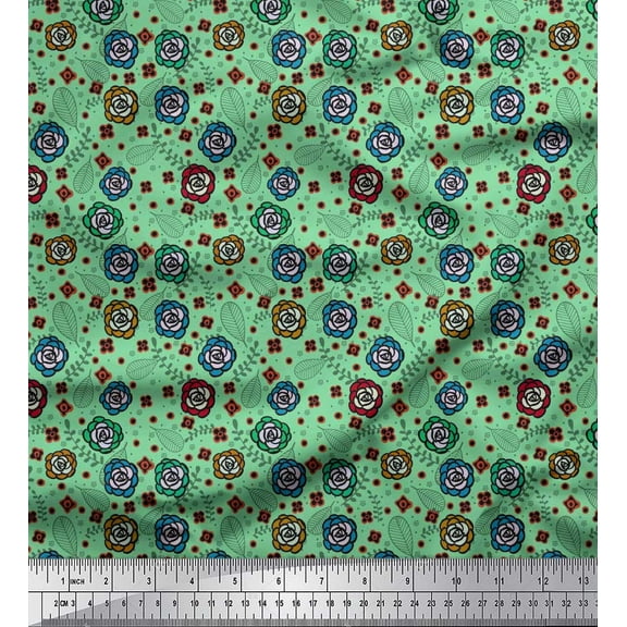 Soimoi Cotton Duck Fabric Leaves & Floral Artistic Fabric Prints By Yard 42 Inch Wide