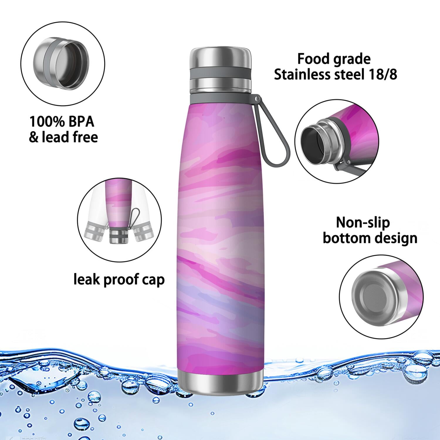 29oz Insulated Water Bottle with Tea Infuser, Stainless Steel Travel Mug, Liquid & Marble Print
