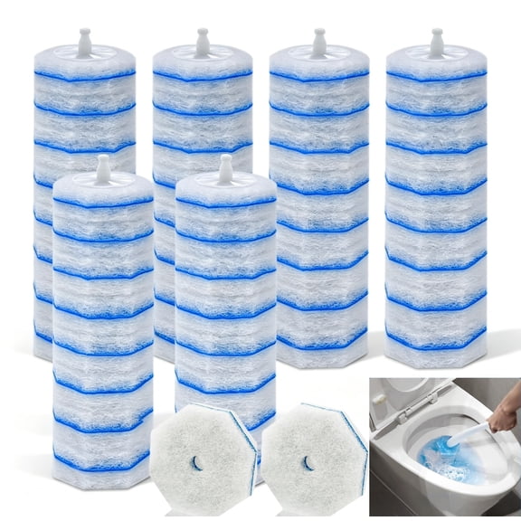 Disposable Toilet Wand Refill Compatible with Clorox Toilet Brush, 60 Count Disposable Heads for Deep Cleaning
