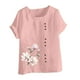 thumbnail image 4 of Vestidos Casuales Para Mujer, Blusas De Mujer De Moda Blusa informal de lino con cuello redondo, manga corta y botones para mujer, 4 of 4
