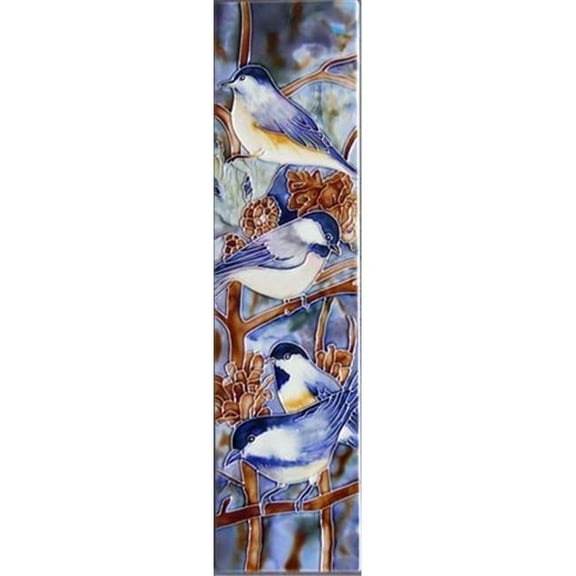 Continental Art Center MD-082 4 x 16 in. Chickadee Ceramic Art Tile