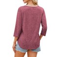 thumbnail image 5 of Maplenight Womens Fall Tops V Neck 3/4 Sleeve Dressy Blouses Relaxed Fit Business Casual Tops, 5 of 6