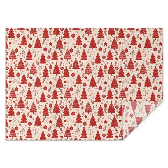 Red Christmas Tree Pattern Rectangle Tablecloth 60"x84",Waterproof Polyester Rectangle Table Cloth, Wipeable Spillproof Polyester Tablecloth for Dining, Camping, Indoor and Outdoor