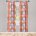 thumbnail image 3 of Ambesonne Floral Curtains, Tropical Flowers Summer Art, Pair of 28"x95", Burnt Orange and Sea Blue, 3 of 5