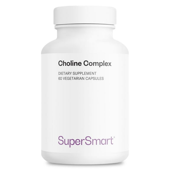 SuperSmart Choline Complex (Patented & High Strength) - with Choline Bitartrate, GPC Choline & CDP Choline - High Potency Choline Supplements | Non-GMO & Gluten Free - 60 Vegetarian Capsules