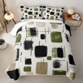 thumbnail image 2 of Castle Fairy Watercolor Brush Rectangle Quilt Full 3-Piece,Abstract Linear Mark Full Bedspread Sets,Olive Beige Black,1 Coverlet and 2 Pillowcases, 2 of 7