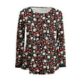 thumbnail image 3 of Fznquz Casual Shirts for Women 2025 Loose Red Long Sleeve Shirt Floral Print Dressy Crew Neck Trendy Women Blouses, 3 of 4