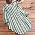 thumbnail image 2 of TFEOQRY Women's Blouses Outwear Striped Button Casual Loose Shirt Long Sleeved Cardigan Top Green, 2 of 8