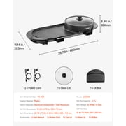 VEVOR Hot Pot with Grill, 2200W 2-in-1 Electric Smokeless Grill and Hot Pot, Korean BBQ Shabu Shabu Hotpot with Separate Dual Temperature Control, Non-stick Pan, for 1-6 People Family Dinning