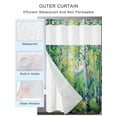 thumbnail image 2 of No Hook Cloth Fabric Shower Curtain with Snap in Liner, Green Oil Painting Waterproof Shower Curtains Set with See Through Top Window, Modern Abstract Art Summer Tree Bath Curtains Shower 54"x78", 2 of 6