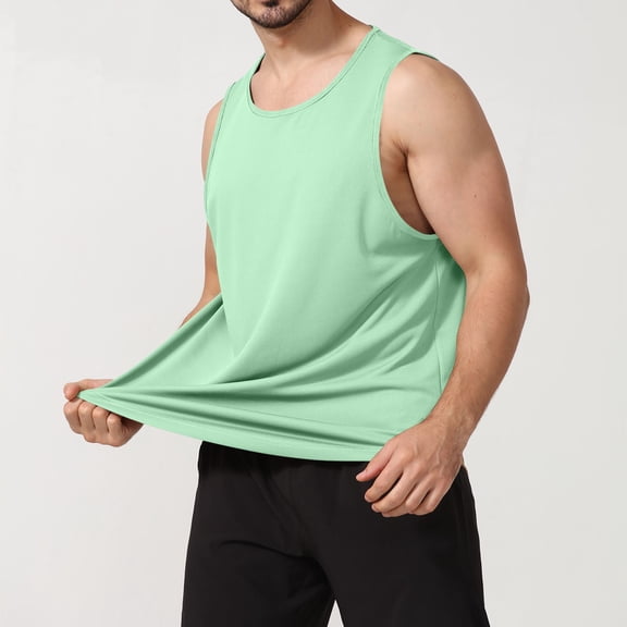Men's Sleeveless Shirt Quick Dry Workout Tank Top Gym Muscle T Shirts Sport Athletic Tanks Moisture Wicking Mint Green M
