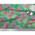 thumbnail image 2 of Soimoi Moss Georgette Fabric Tropical Leaves & Flamingo Bird Decor Fabric Printed Yard 42 Inch Wide, 2 of 3
