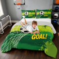 thumbnail image 3 of Manfei Soccer Sport Queen Comforter Set, Goal Print Comforter Sets Queen, Green Black Yellow, Gray Reversible 3-Piece 1 Comforter and 2 Pillowcases, 3 of 6