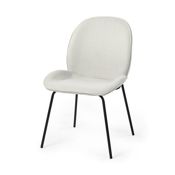 Inala White Fabric Seat Black Metal Frame Dining Chair (Set of 2)
