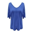 thumbnail image 5 of Tee Shirts Womens! Comdrip Women's T Shirt V Neck Half Sleeve Loose Shirt Casual Solid Color Basic Top Womens Short Sleeve Tops Blue1 M, 5 of 5