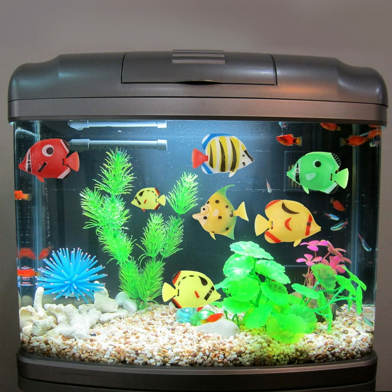TINKSKY 10pcs Lifelike Plastic Artificial Moving Floating Ornament Decorations for Aquarium Fish Tank Random Color Pattern