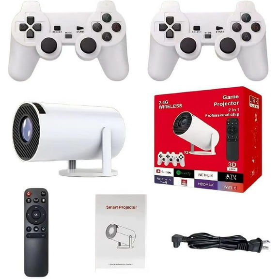 Kothab Retro Console Projector - 2-In-1 Professional Game Projector, 4k Hd Projector With Built-In Retro Games, Smart Tv Projector For Indoor & Outdoor, Christmas Gift For Kids