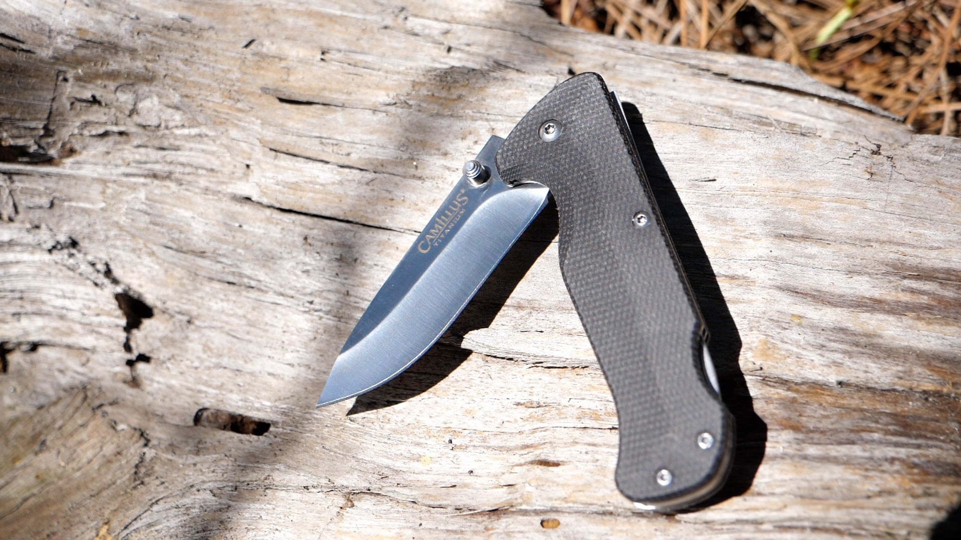 Camillus Bushcrafter 6.75" Mini Folding Pocket Hunting Knife, Stainless Steel Drop-Point 2.75" Blade, Micarta Handle, with Pocket Clip, Black