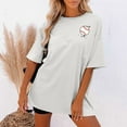 thumbnail image 4 of Homenesgenics Womens Tops under $5 Women's Fashion Summer Round Neck Drop Sleeves Leisure Short Sleeve Printing Tops, 4 of 7