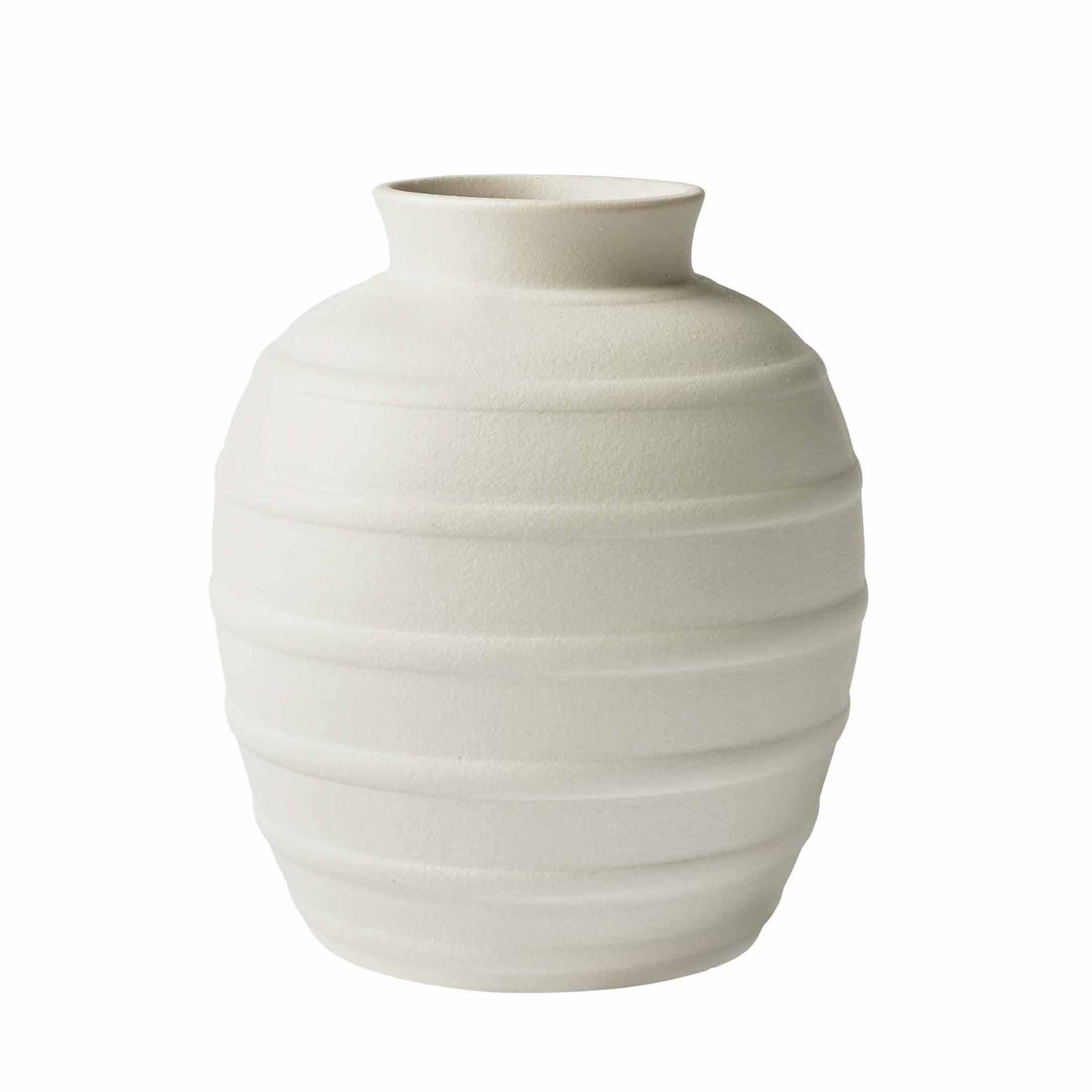 Better Homes & Gardens White Textured Ribbed Ceramic Vase, 8 in