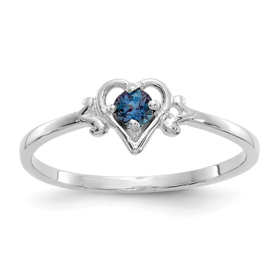 14K White Gold Ring Band Themed (06) June Synthetic Birthstone