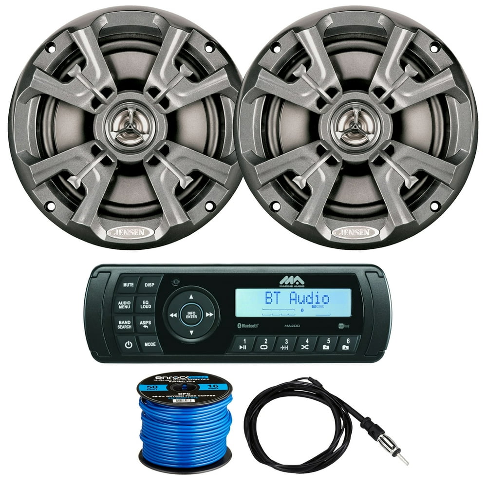 Jensen Marine Audio MA200 AM/FM/USB/Bluetooth Waterproof Stereo, 2 x