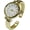Gold, variant on Collections Japanese Quartz Elegant Mother of Pearl Rhinestone Dial Womens Cuff Bangle Watch
